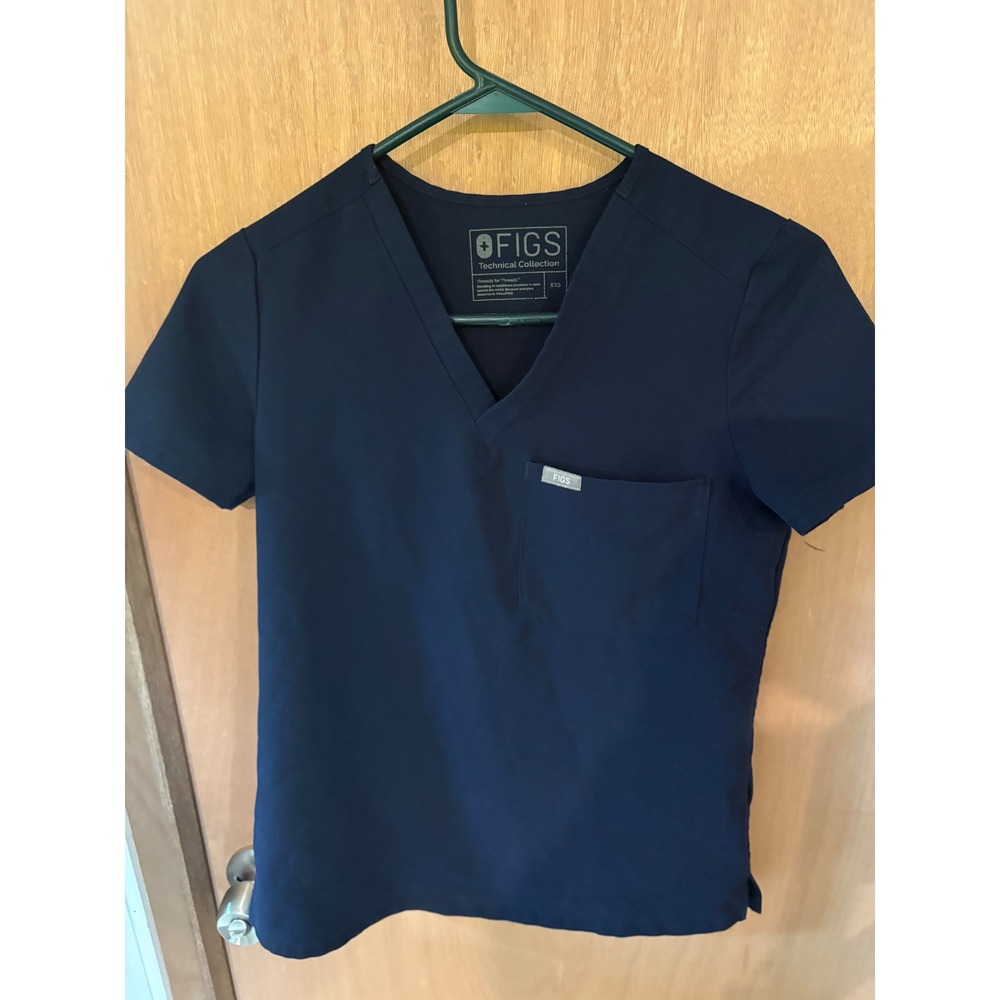 Figs Women's Size XXS Catrina One Pocket Blue Scrub Top